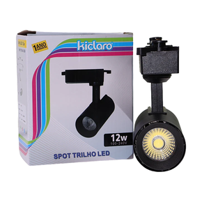 spot trilho 12w preta 6000k frente kiclaro